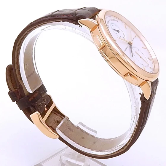 A.Lange & Sohne Saxonia Dual Time 18k 玫瑰金亲笔签名银色男士腕表 385.032